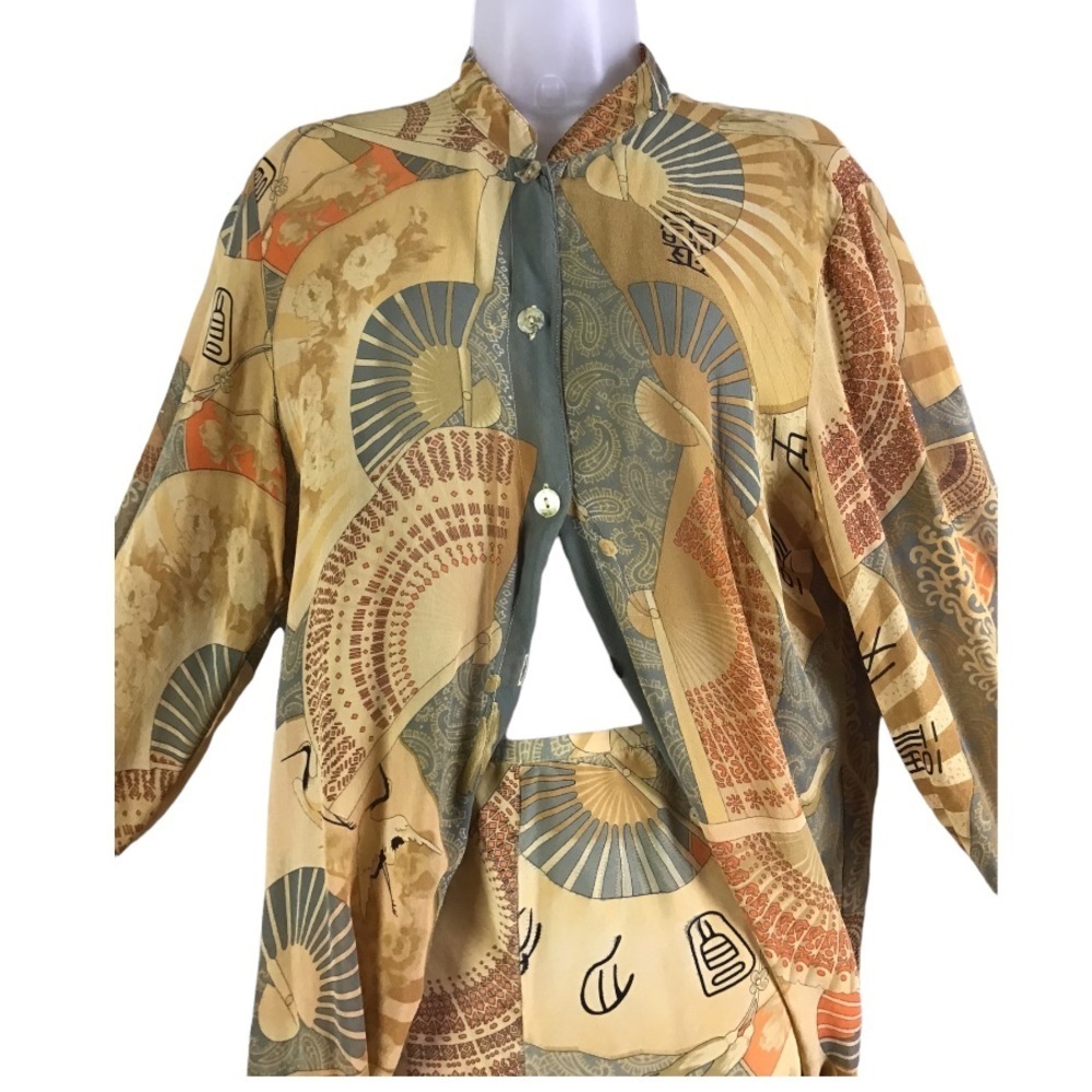 Citron Santa Monica Silk Asian Design Boho Blouse/Jacket - Picture 2 of 10